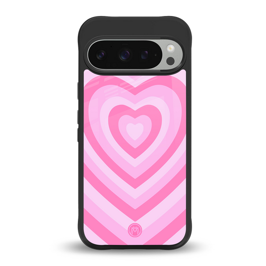 y2k pink hearts aesthetic back phone cover | glass case for google pixel 9 pro xl