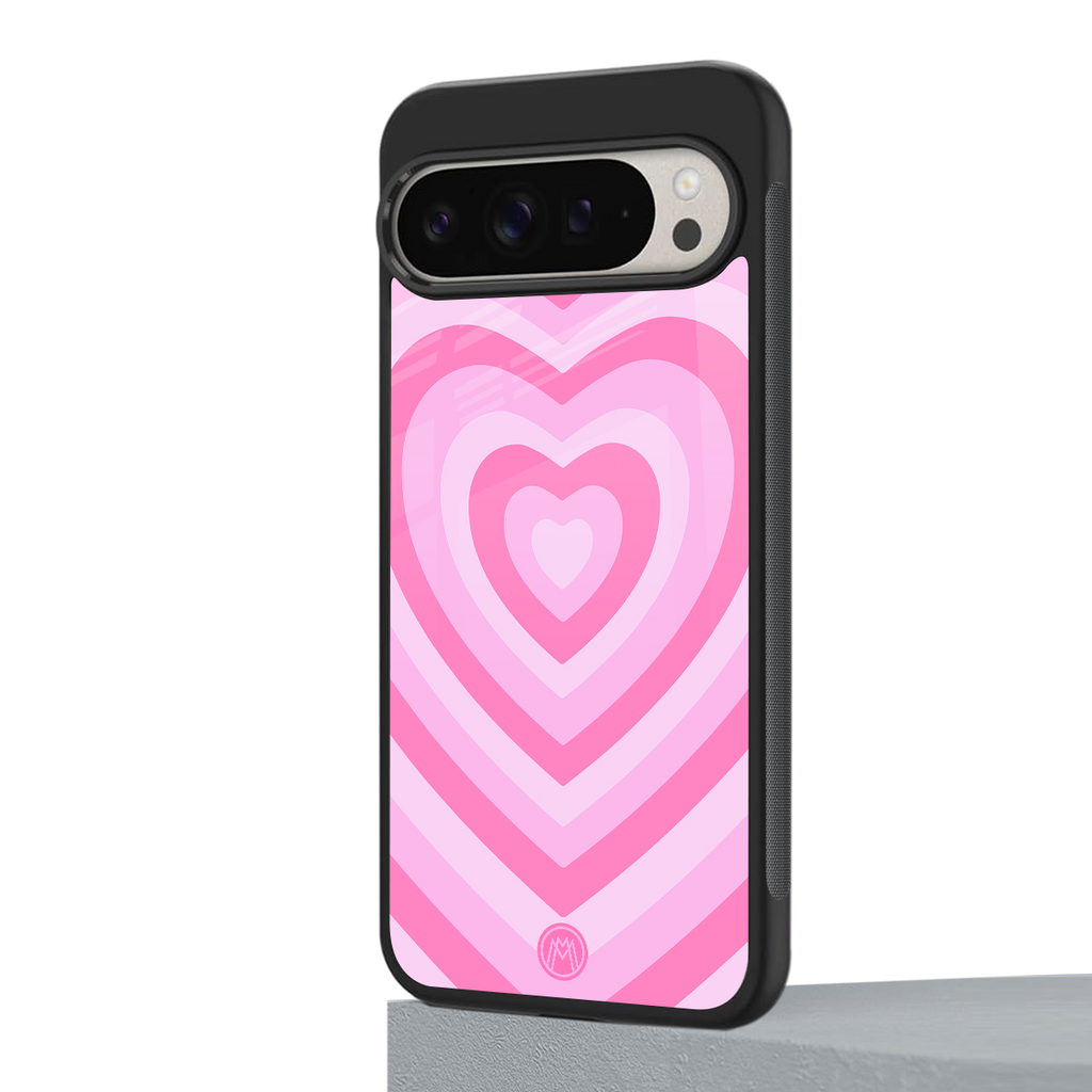y2k pink hearts aesthetic back phone cover | glass case for google pixel 9 pro