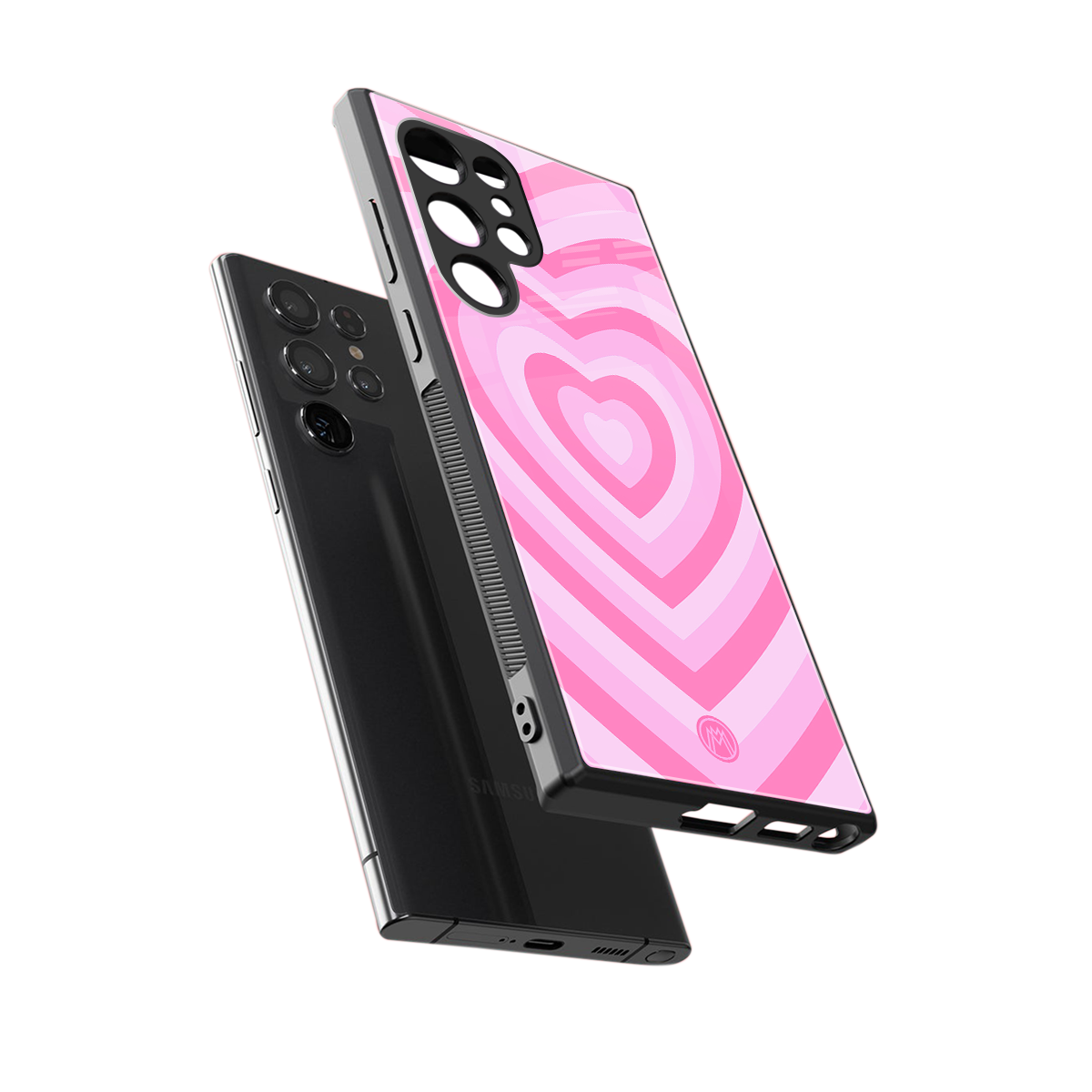 y2k pink hearts aesthetic back phone cover | glass case for samsung galaxy s24 ultra