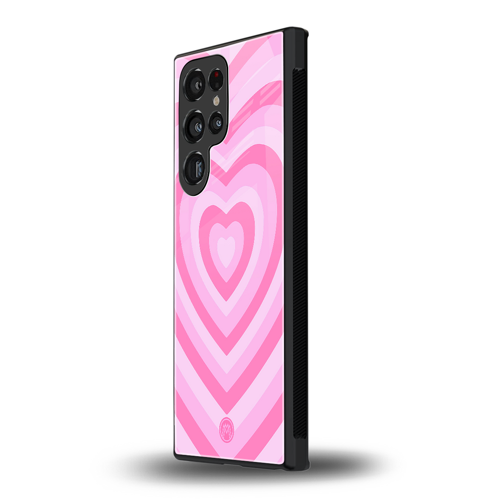 y2k pink hearts aesthetic back phone cover | glass case for samsung galaxy s23 ultra