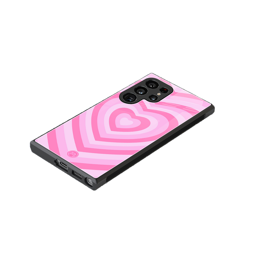 y2k pink hearts aesthetic back phone cover | glass case for samsung galaxy s23 ultra