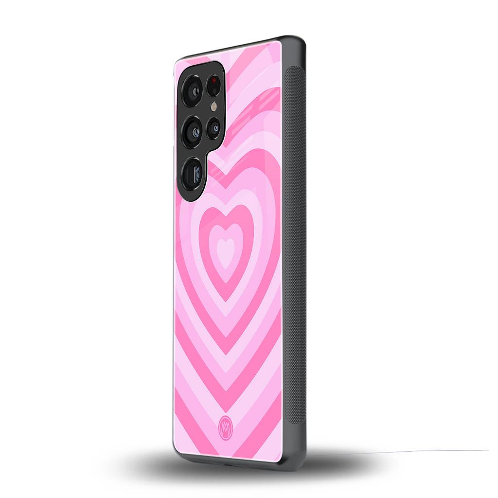 y2k pink hearts aesthetic back phone cover | glass case for samsung galaxy s25 ultra