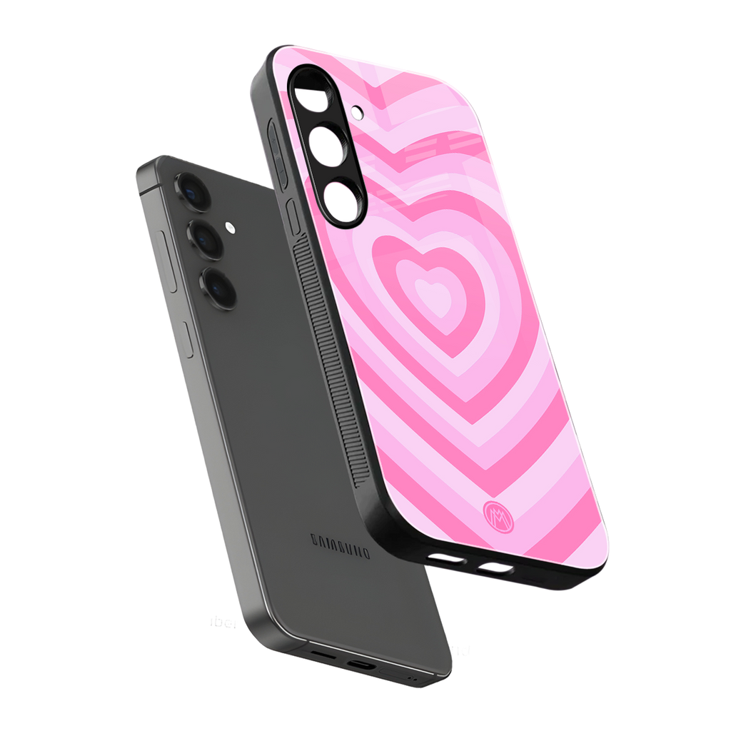 y2k pink hearts aesthetic back phone cover | glass case for samsung galaxy s25 plus