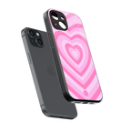 y2k pink hearts aesthetic back phone cover | glass case for iphone 15
