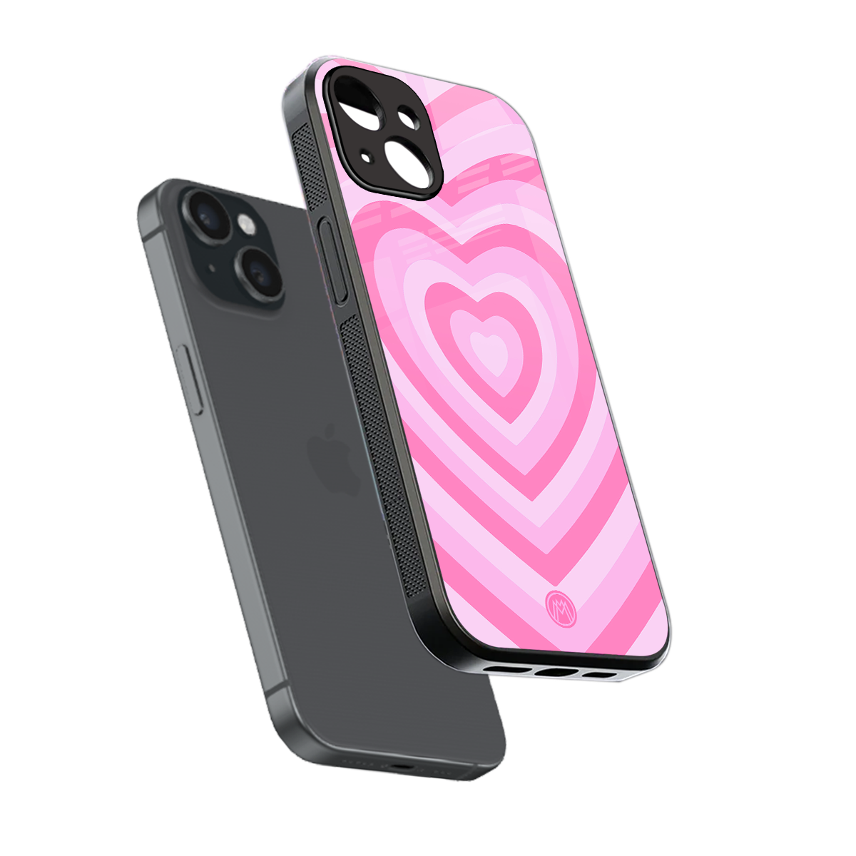 y2k pink hearts aesthetic back phone cover | glass case for iphone 15