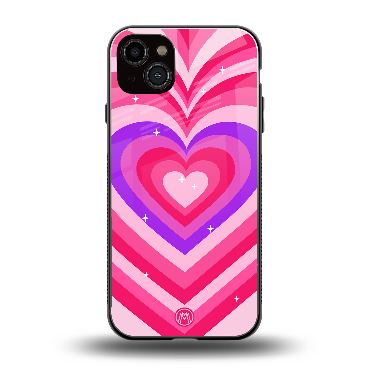 y2k pink hearts berrybomb edition back phone cover | glass case for iphone 14 plus