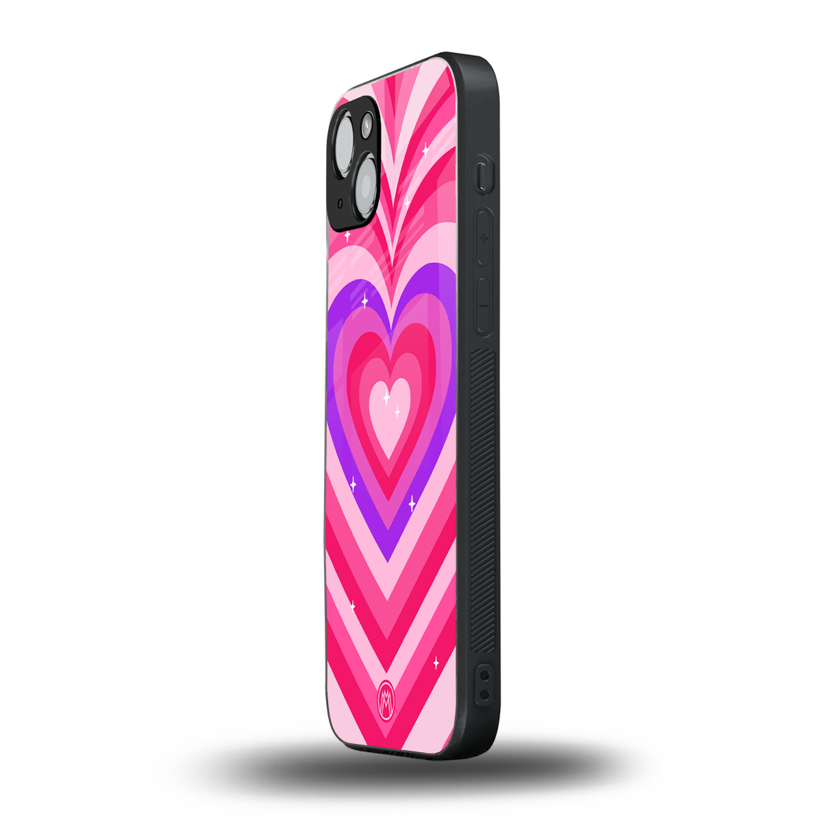 y2k pink hearts berrybomb edition back phone cover | glass case for iphone 14