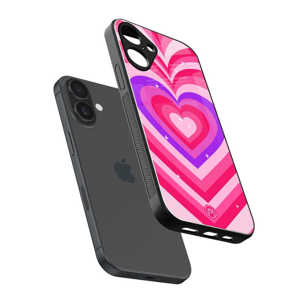 y2k pink hearts berrybomb edition back phone cover | glass case for iphone 16 plus