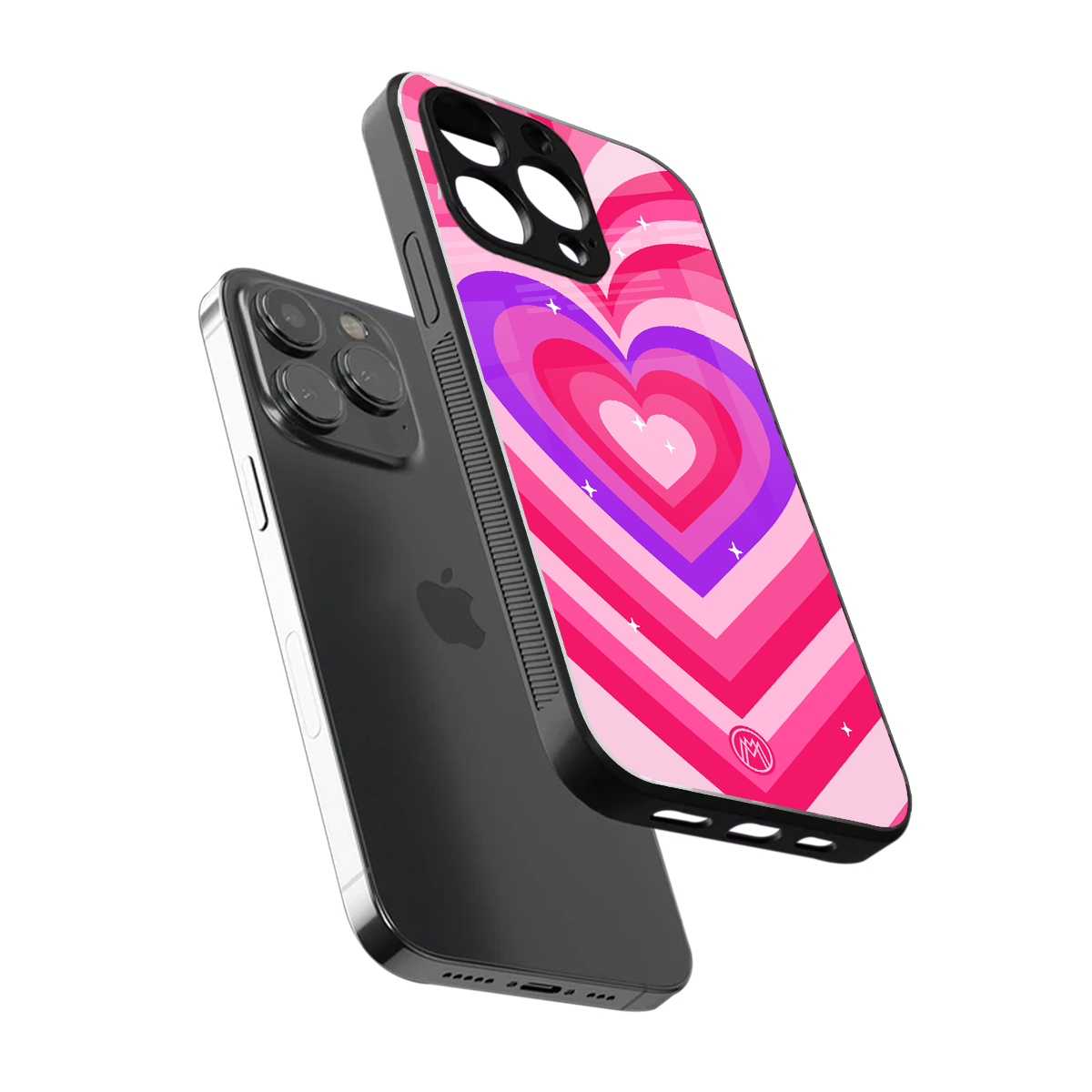 y2k pink hearts berrybomb edition back phone cover | glass case for iphone 16 pro
