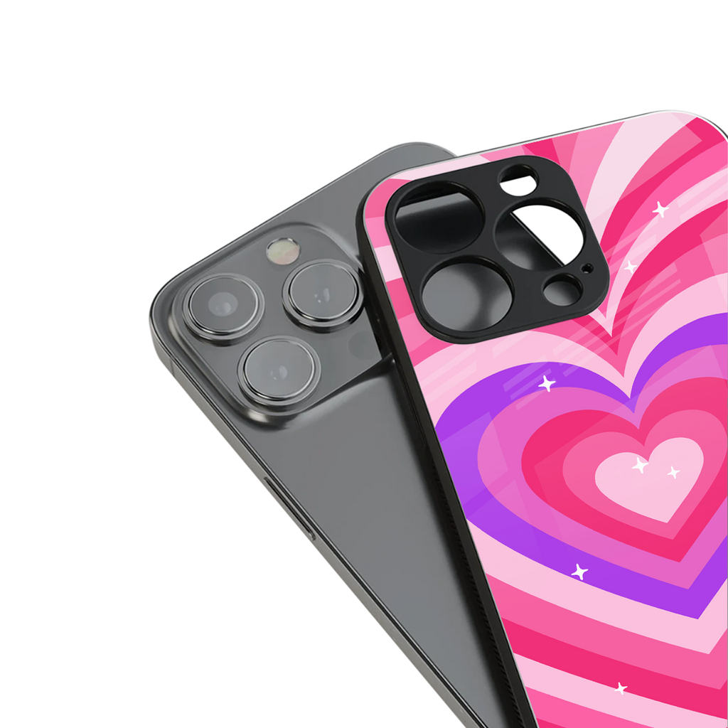 y2k pink hearts berrybomb edition back phone cover | glass case for iphone 16 pro