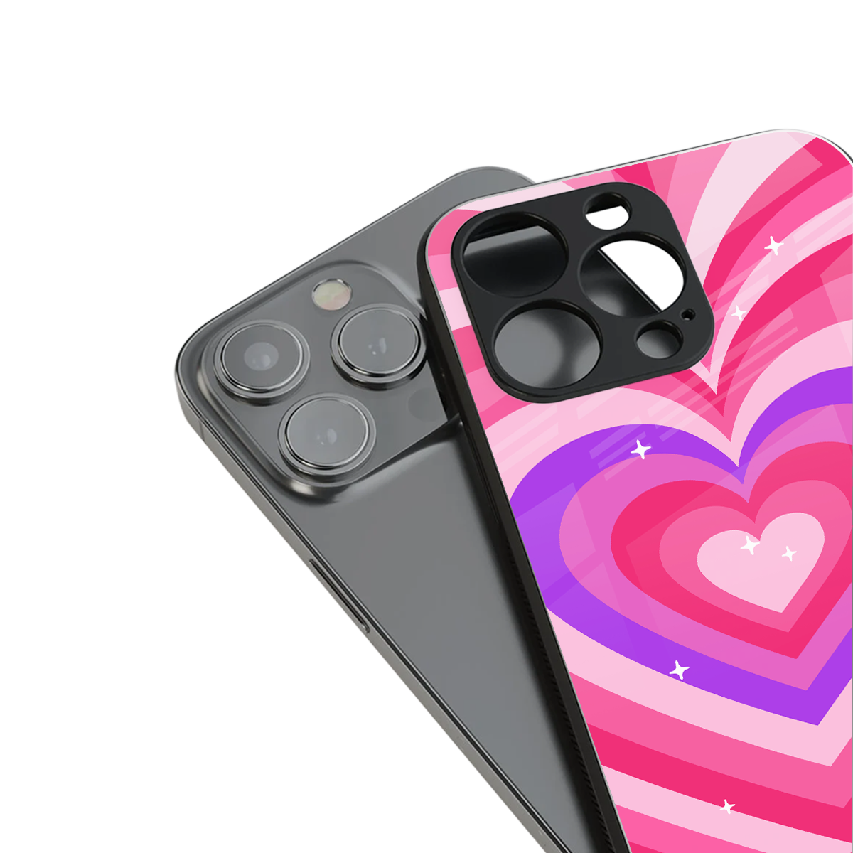 y2k pink hearts berrybomb edition back phone cover | glass case for iphone 14