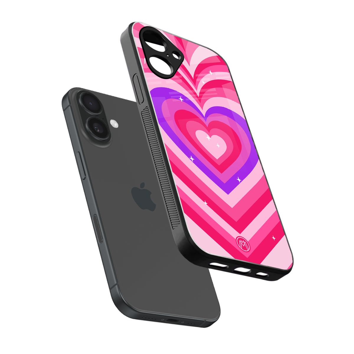 y2k pink hearts berrybomb edition back phone cover | glass case for iphone 16