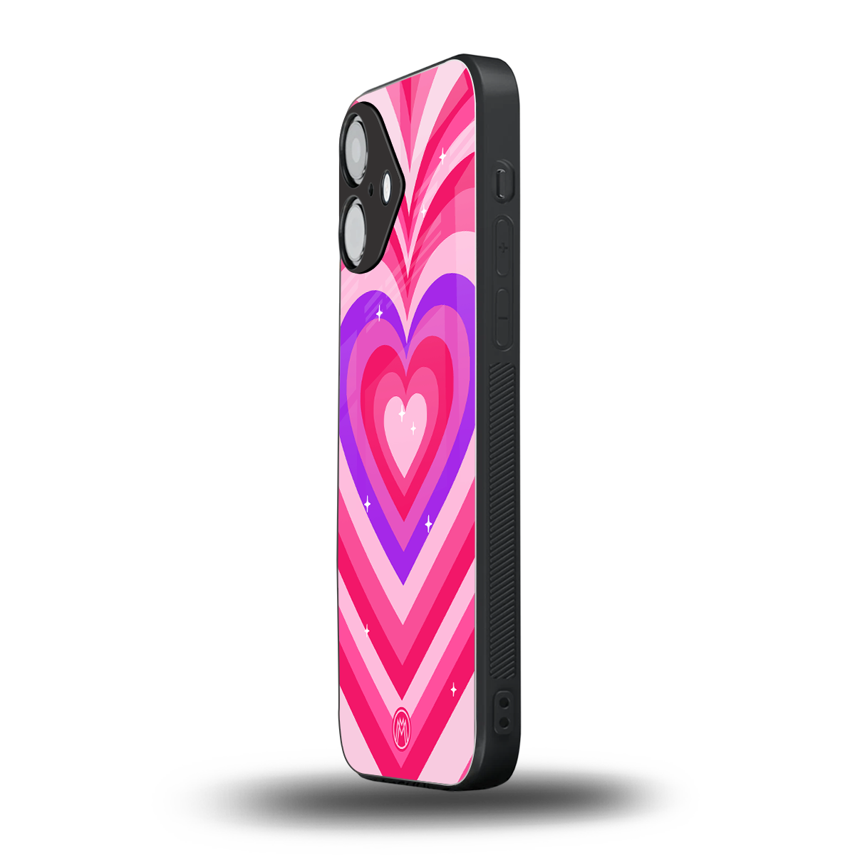 y2k pink hearts berrybomb edition back phone cover | glass case for iphone 16