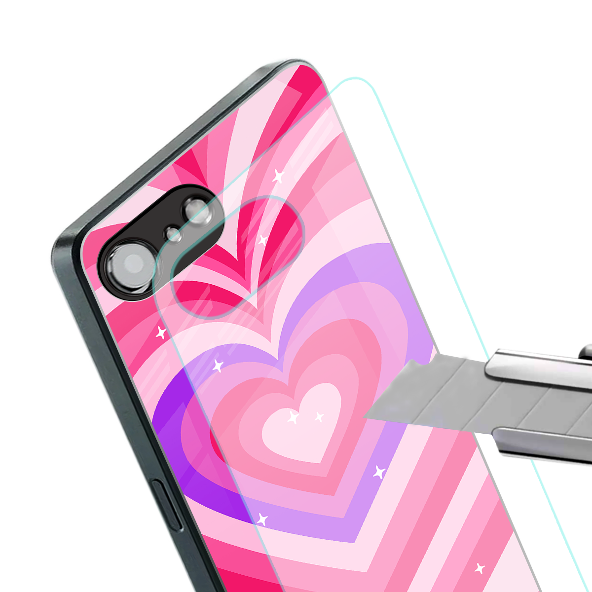 y2k pink hearts berrybomb edition back phone cover | glass case for iphone 16e