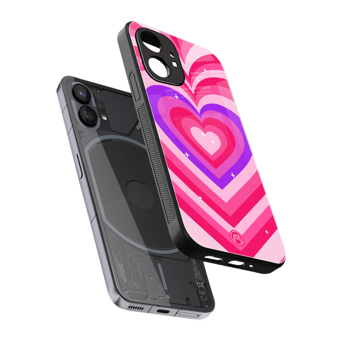 y2k pink hearts berrybomb edition back phone cover | glass case for nothing phone 1