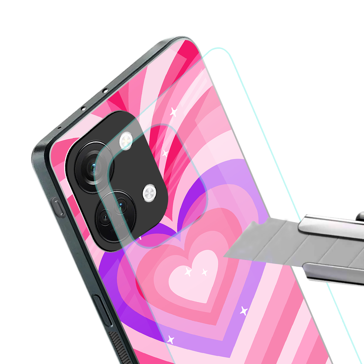 y2k pink hearts berrybomb edition back phone cover | glass case for oneplus nord 3