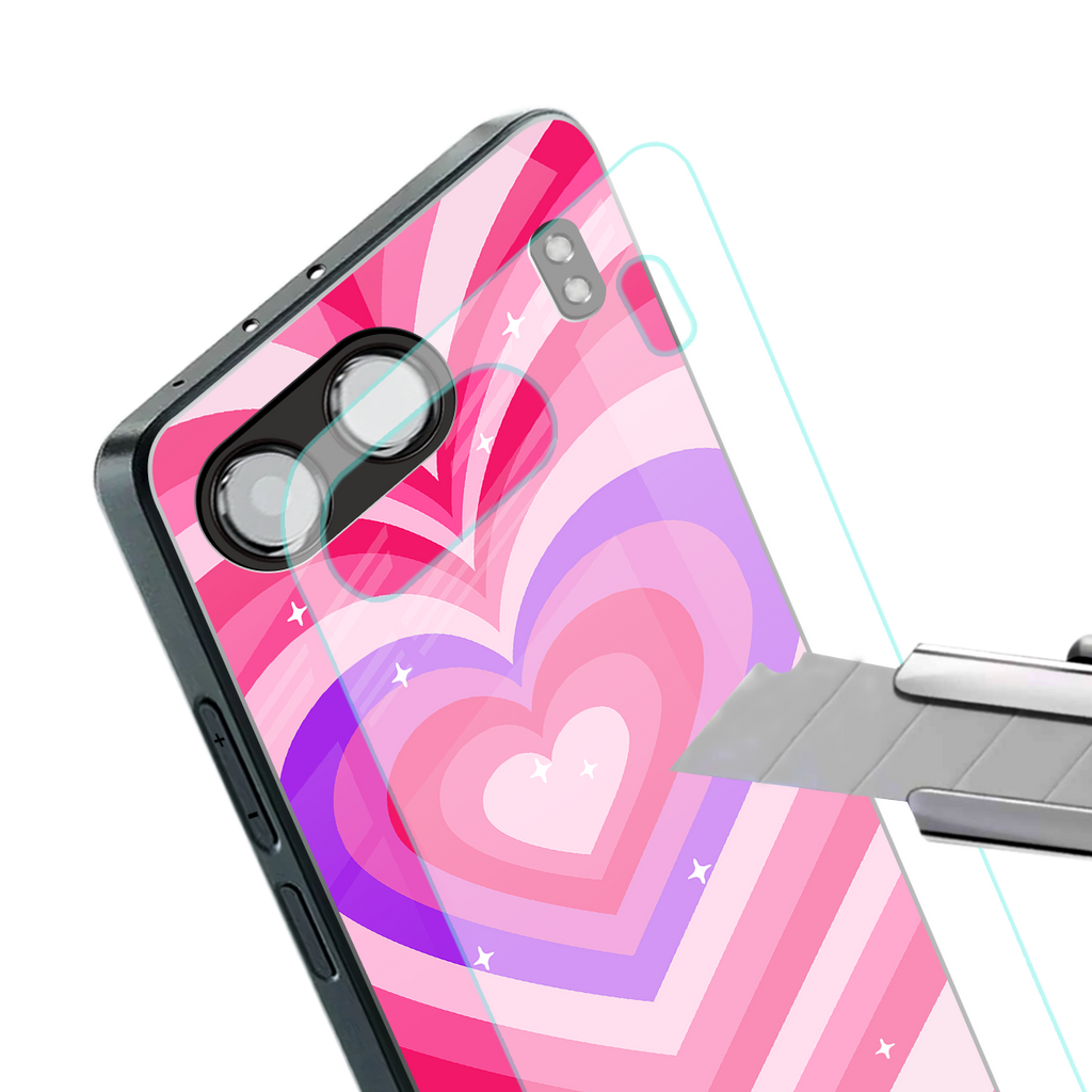 y2k pink hearts berrybomb edition back phone cover | glass case for oneplus nord 4
