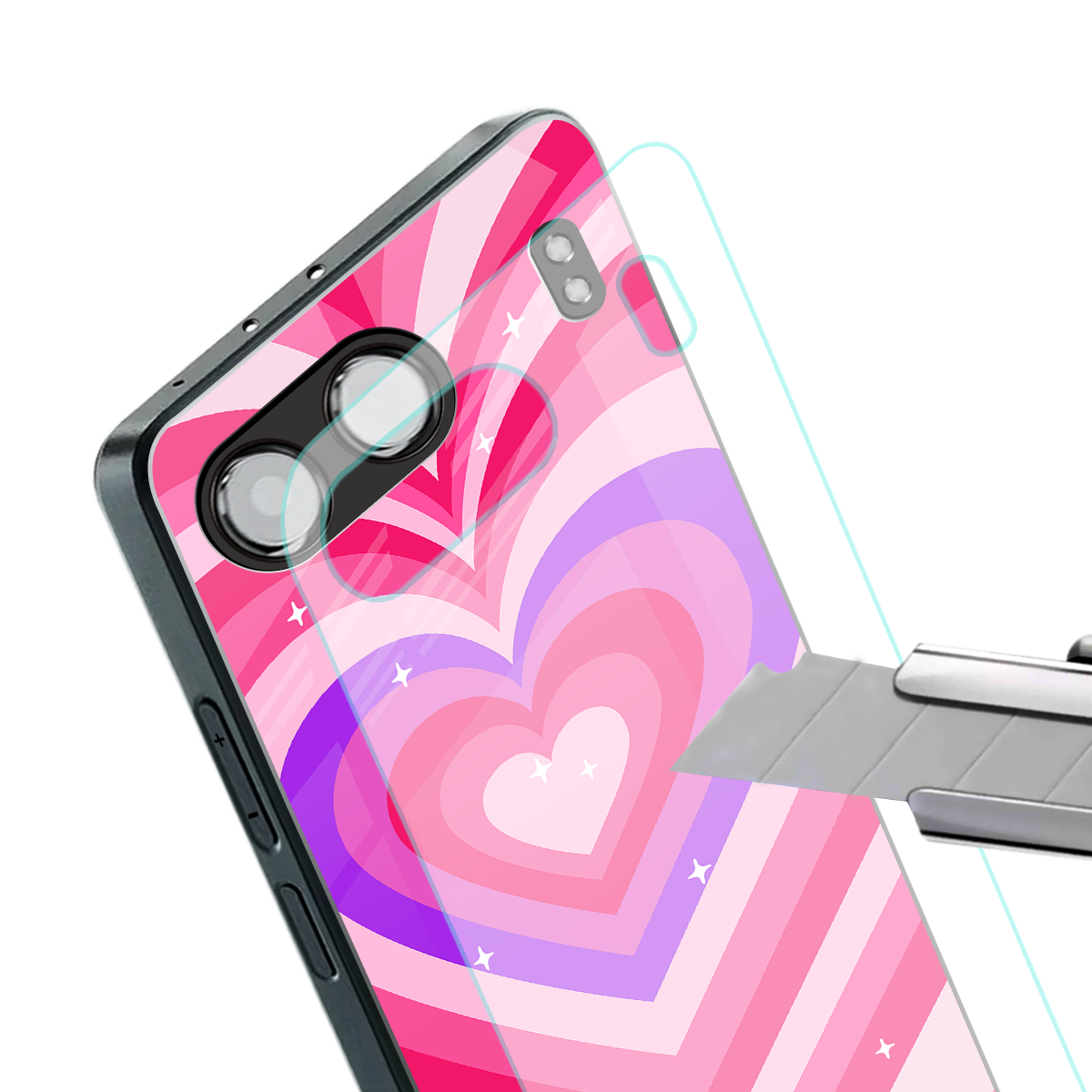 y2k pink hearts berrybomb edition back phone cover | glass case for oneplus nord 4