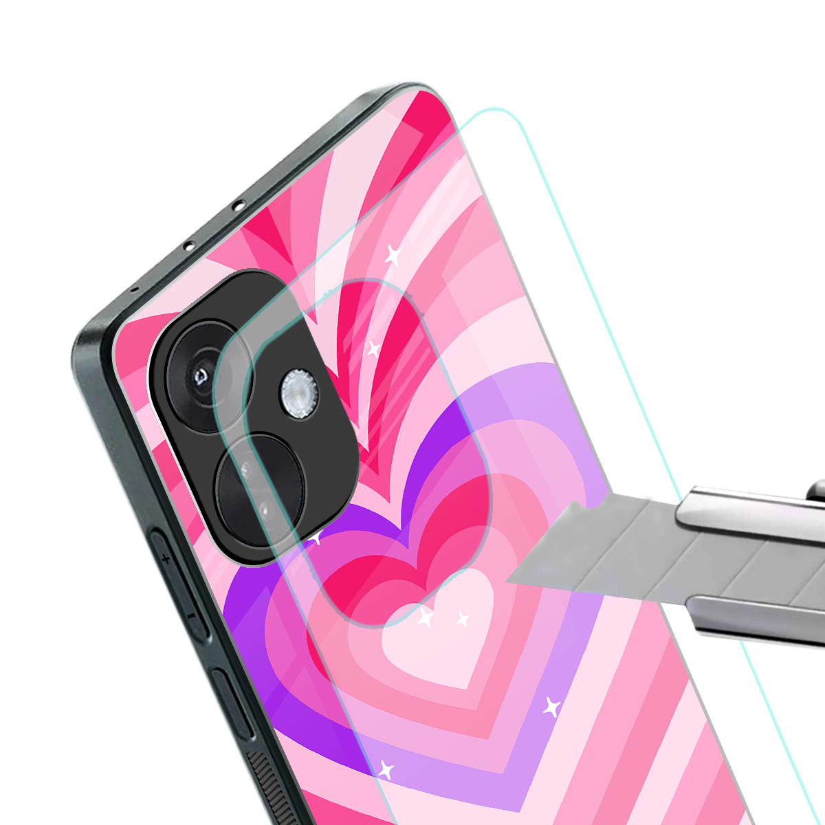 y2k pink hearts berrybomb edition back phone cover | glass case for oneplus nord ce 3