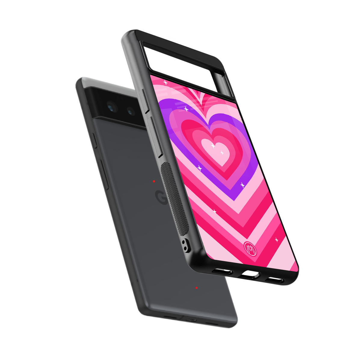 y2k pink hearts berrybomb edition back phone cover | glass case for google pixel 6
