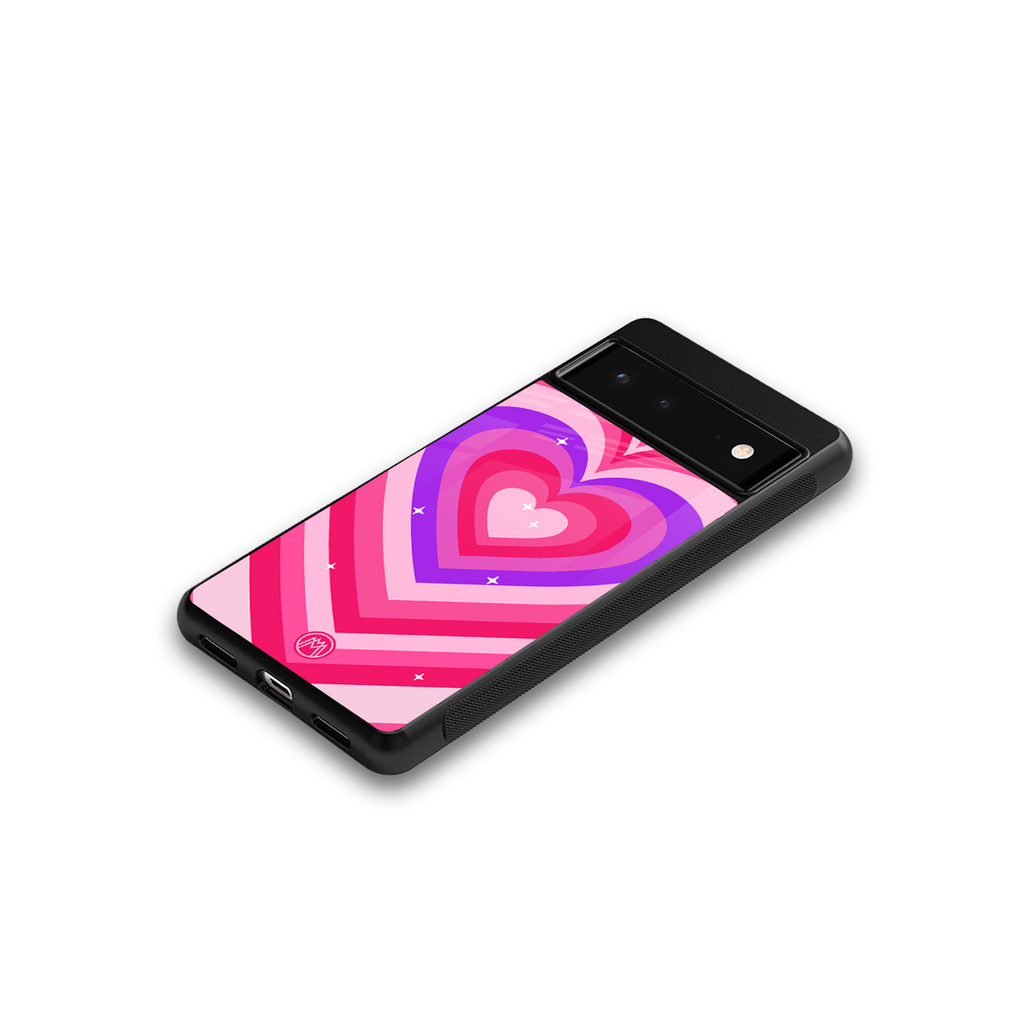 y2k pink hearts berrybomb edition back phone cover | glass case for google pixel 6