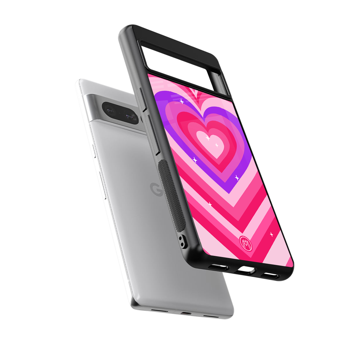 y2k pink hearts berrybomb edition back phone cover | glass case for google pixel 7 pro