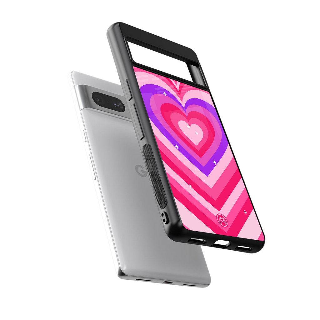 y2k pink hearts berrybomb edition back phone cover | glass case for Google Pixel 7