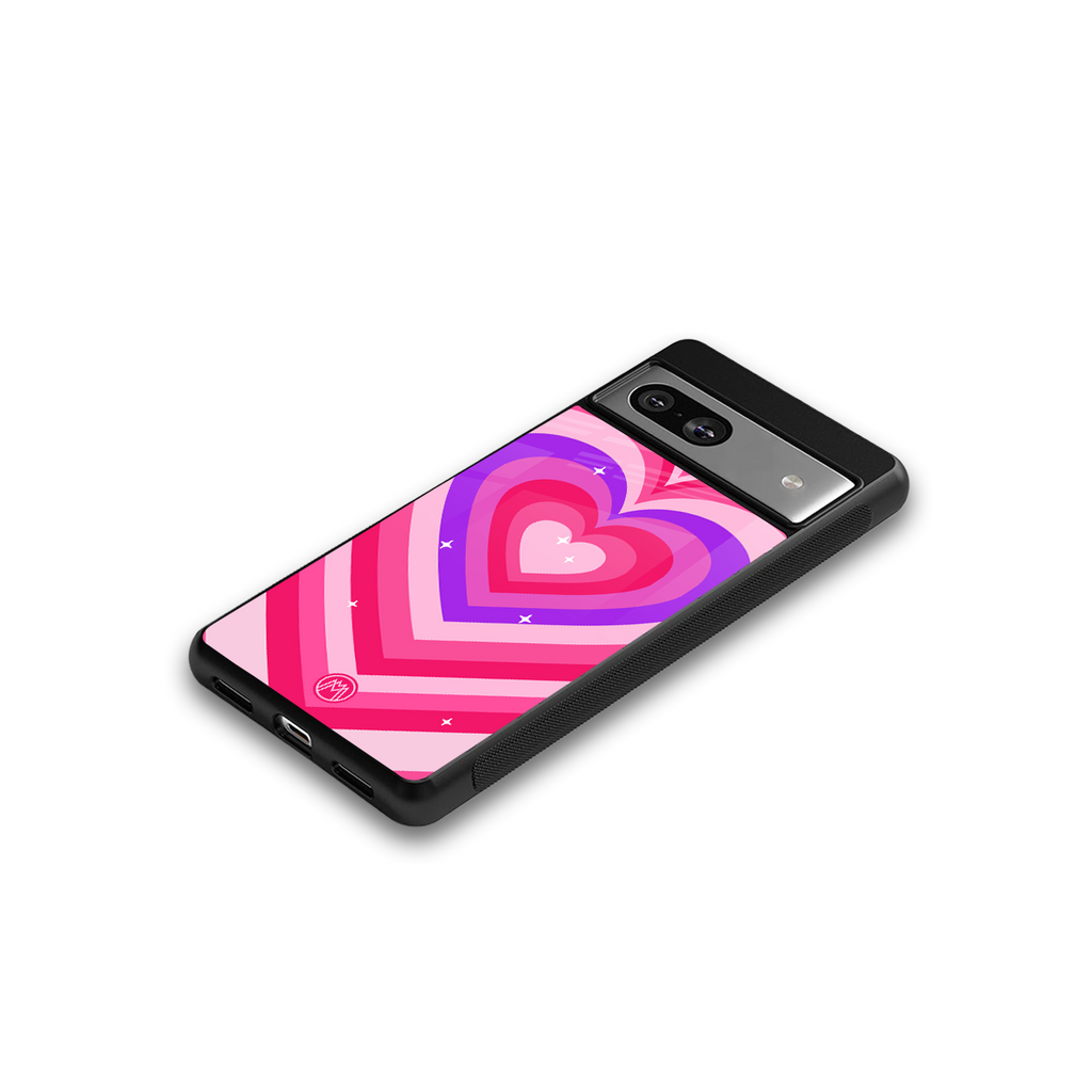 y2k pink hearts berrybomb edition back phone cover | glass case for Google Pixel 7