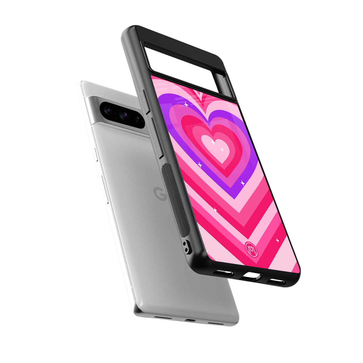 y2k pink hearts berrybomb edition back phone cover | glass case for google pixel 8 pro