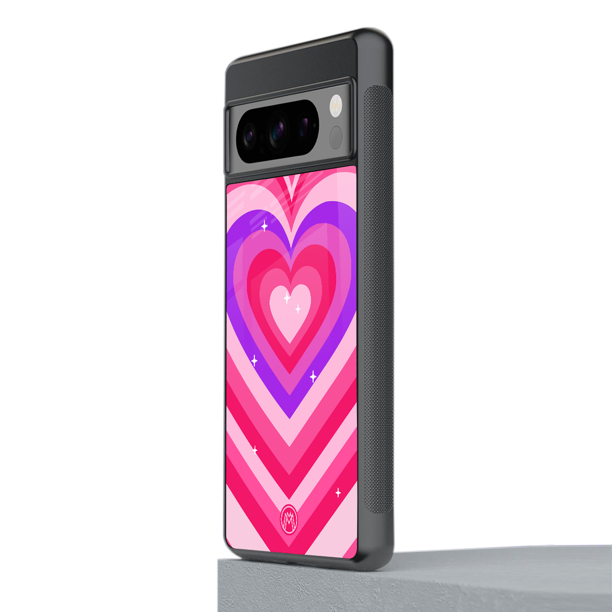 y2k pink hearts berrybomb edition back phone cover | glass case for google pixel 8 pro