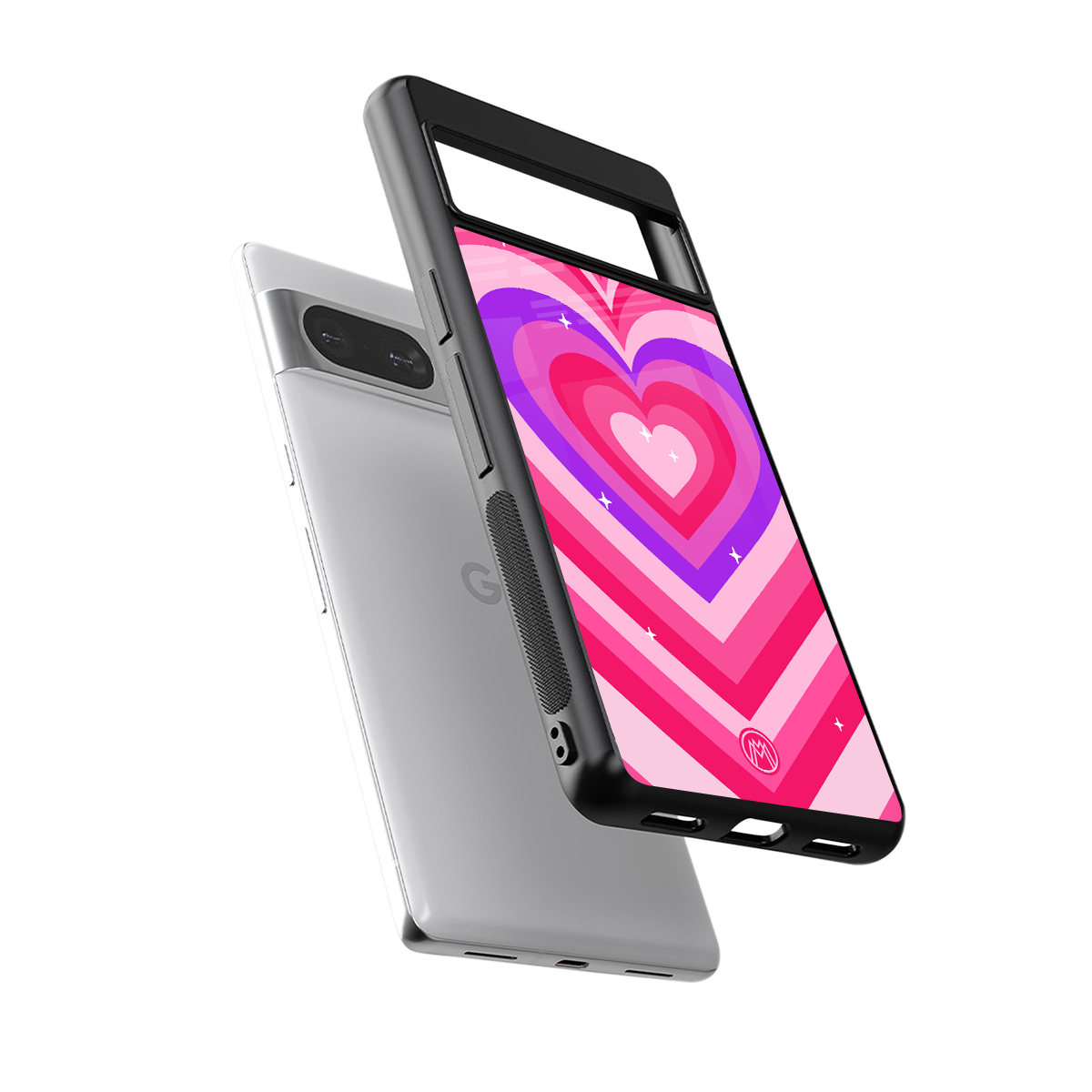 y2k pink hearts berrybomb edition back phone cover | glass case for Google Pixel 8