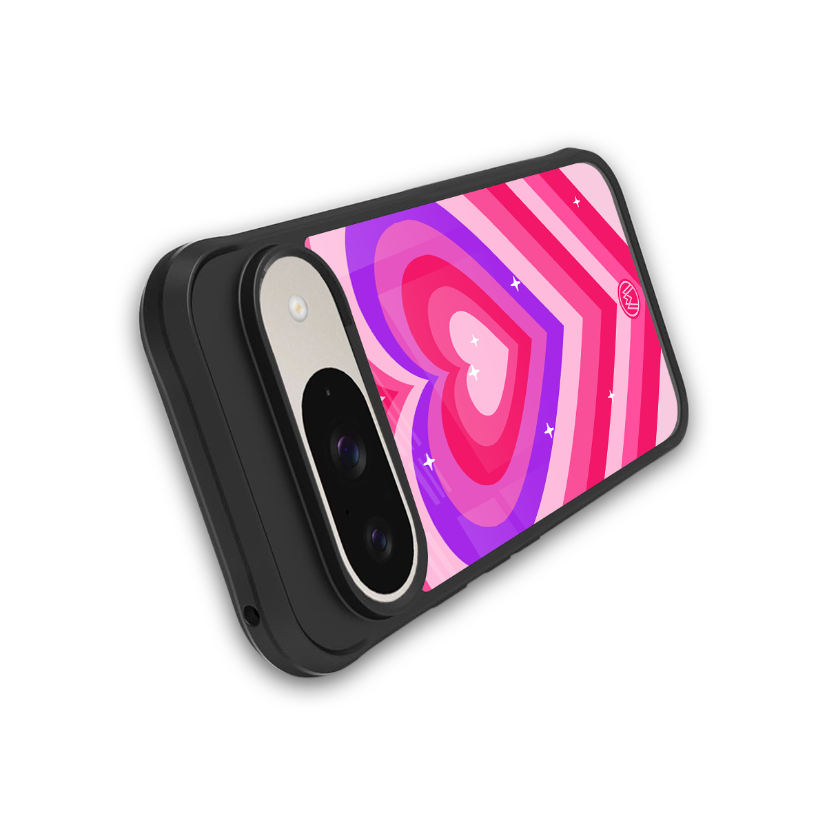 y2k pink hearts berrybomb edition back phone cover | glass case for google pixel 9