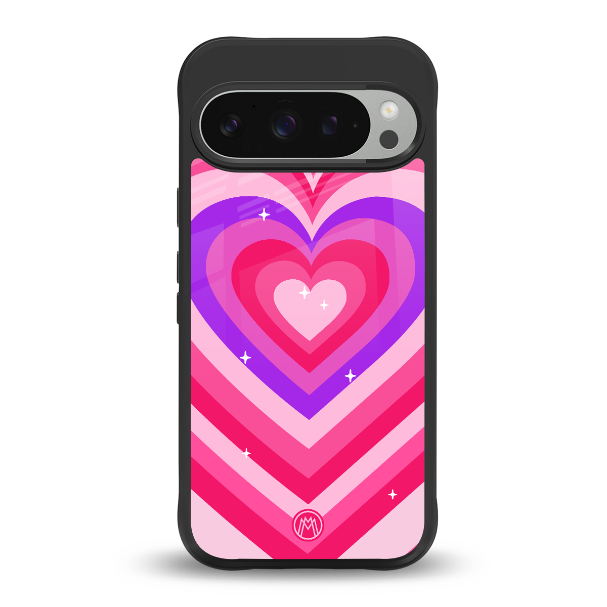 y2k pink hearts berrybomb edition back phone cover | glass case for google pixel 9 pro xl