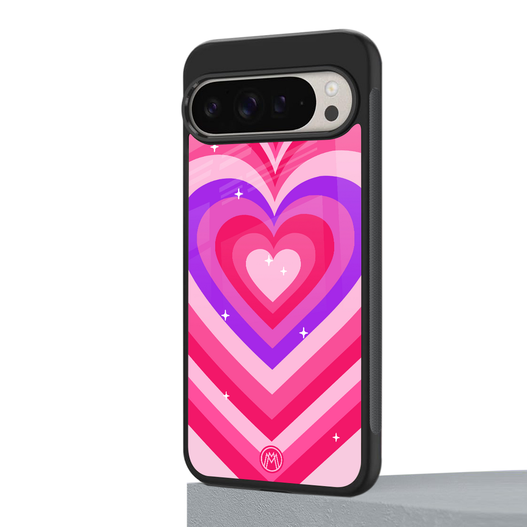 y2k pink hearts berrybomb edition back phone cover | glass case for google pixel 9 pro xl