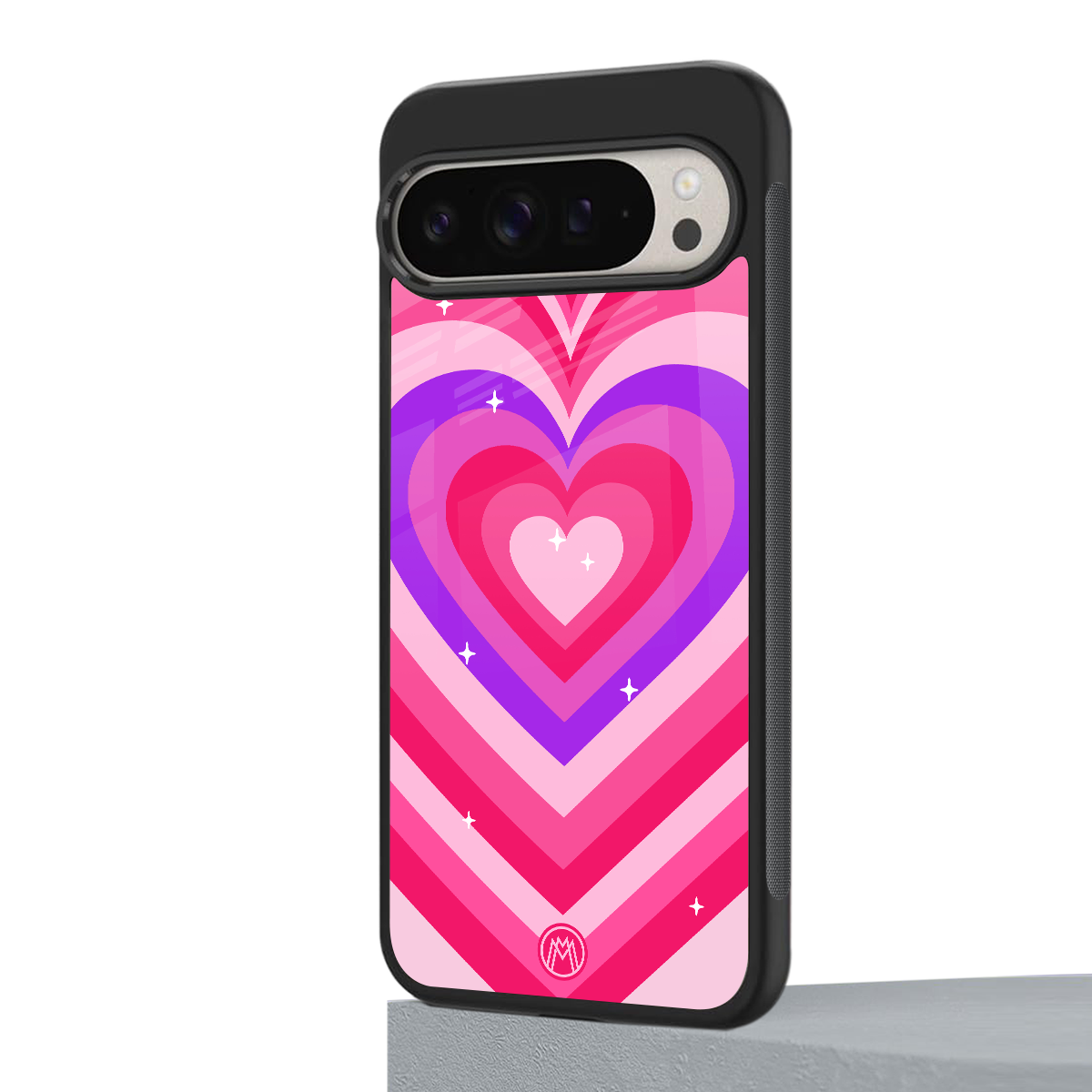 y2k pink hearts berrybomb edition back phone cover | glass case for google pixel 9 pro xl