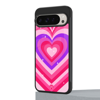 y2k pink hearts berrybomb edition back phone cover | glass case for google pixel 9 pro xl