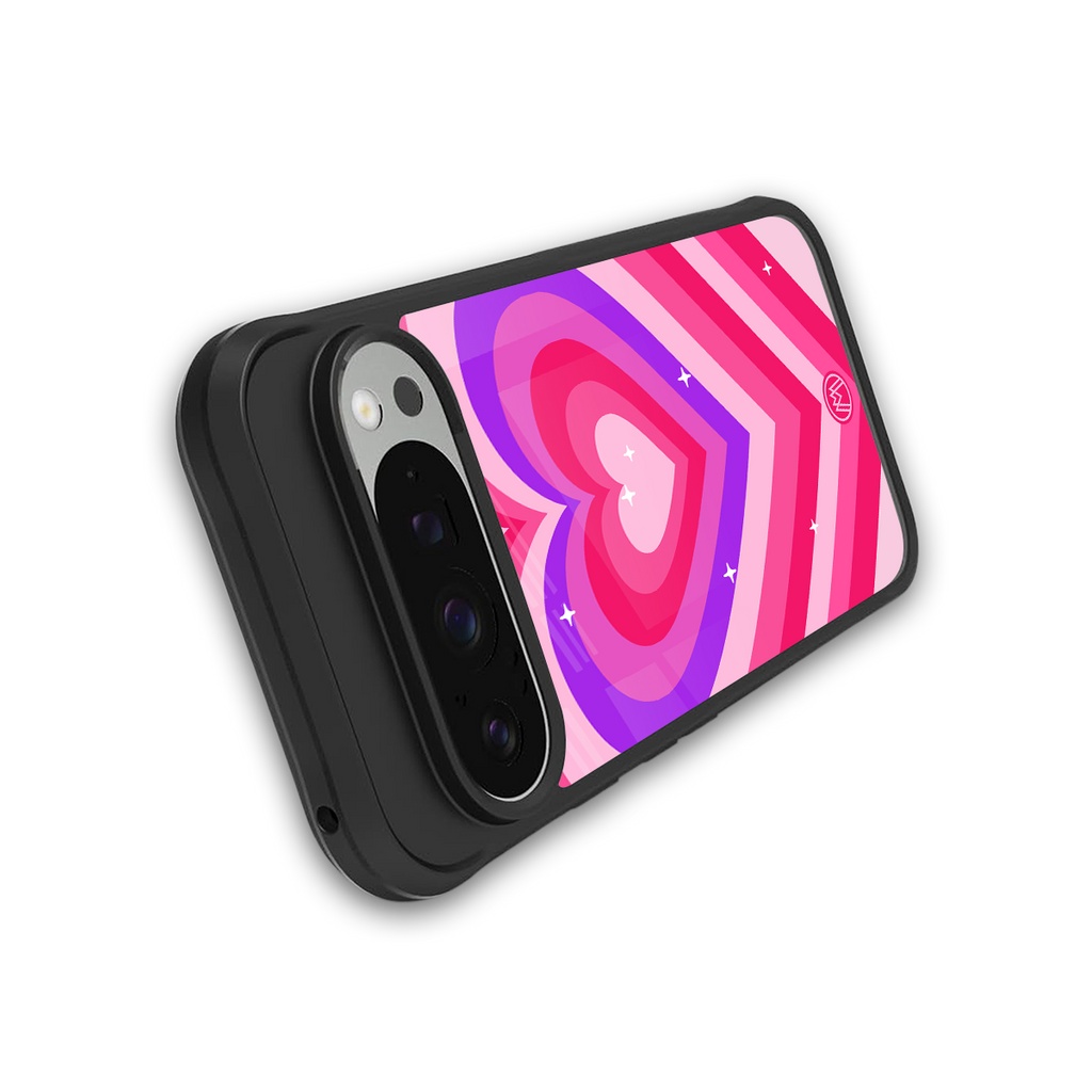 y2k pink hearts berrybomb edition back phone cover | glass case for google pixel 9 pro xl