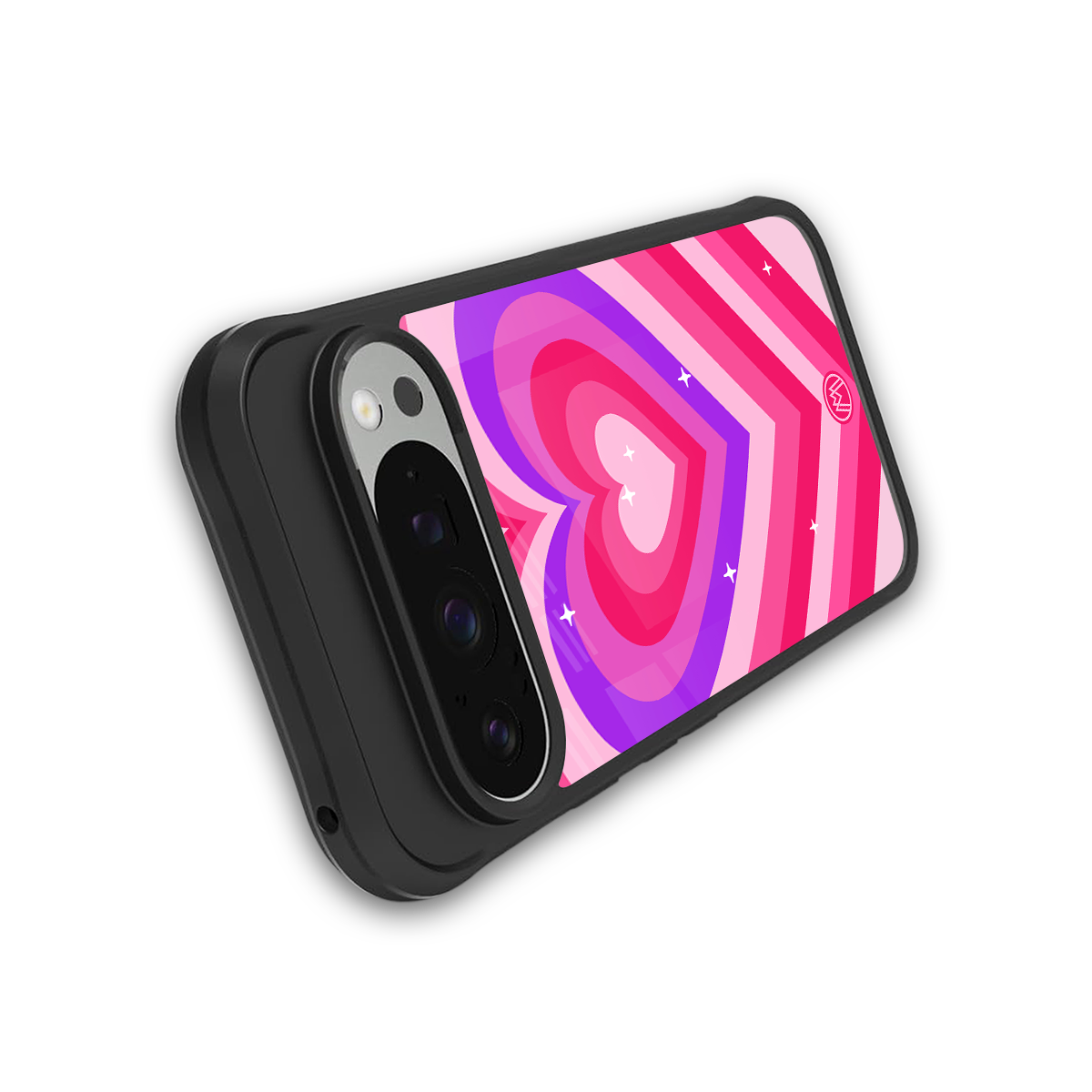 y2k pink hearts berrybomb edition back phone cover | glass case for google pixel 9 pro xl