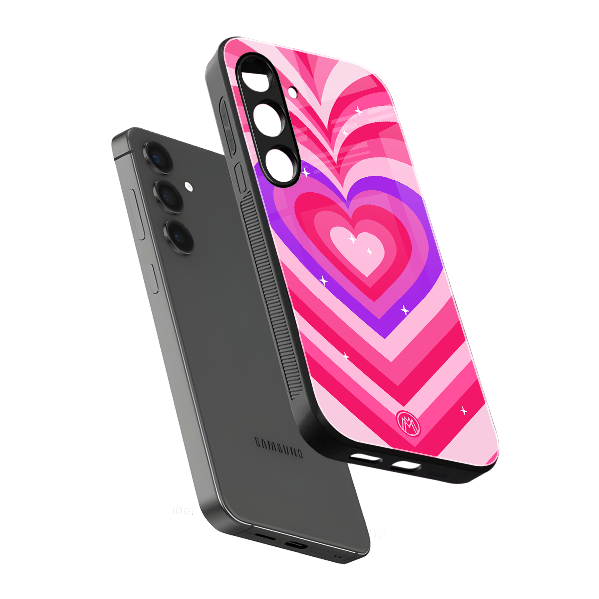 y2k pink hearts berrybomb edition back phone cover | glass case for samsung galaxy s24 plus