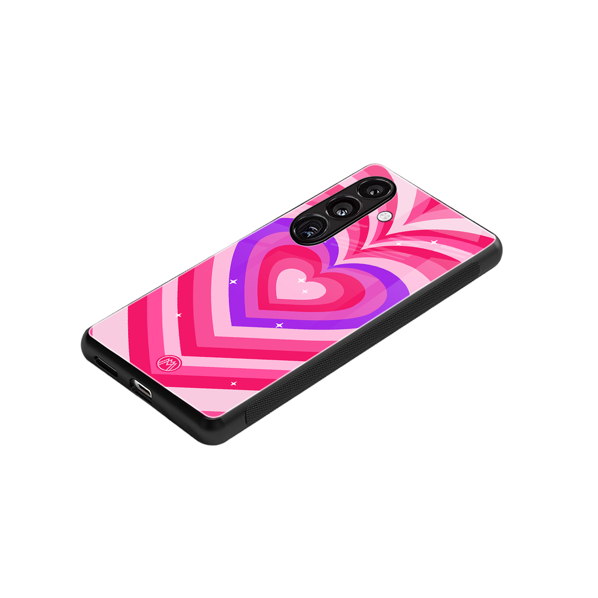 y2k pink hearts berrybomb edition back phone cover | glass case for samsung galaxy s24 plus