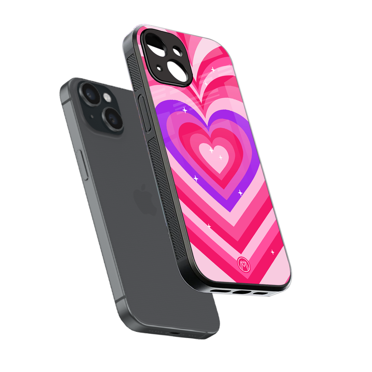 y2k pink hearts berrybomb edition back phone cover | glass case for iphone 14