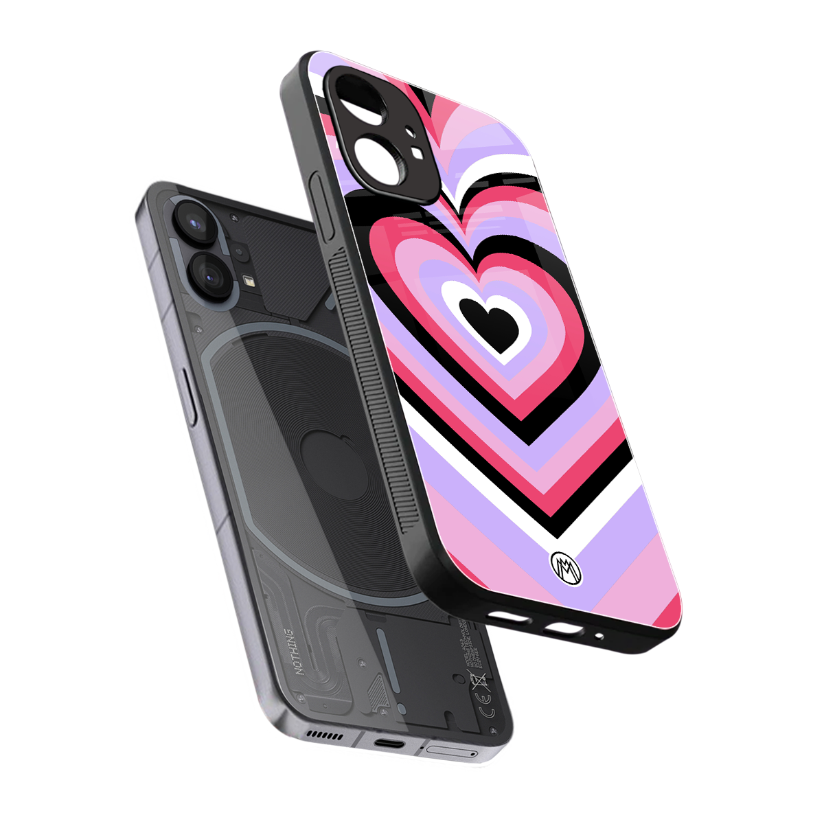 y2k pink hearts bubblegum edition back phone cover | glass case for nothing phone 1