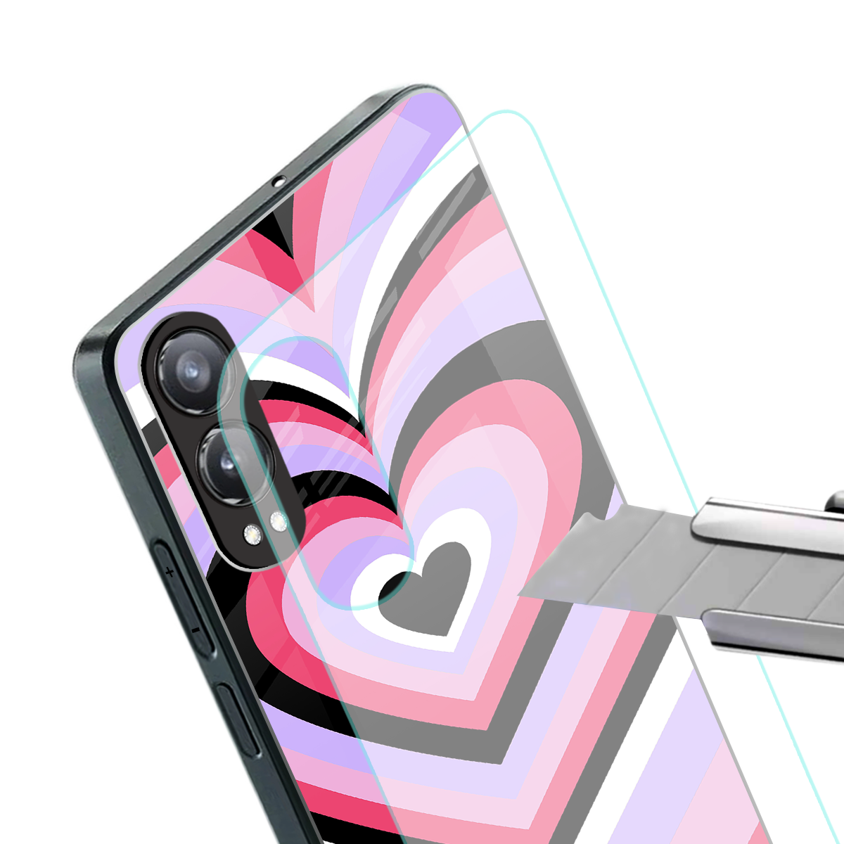 y2k pink hearts bubblegum edition back phone cover | glass case for oneplus nord ce 4 lite