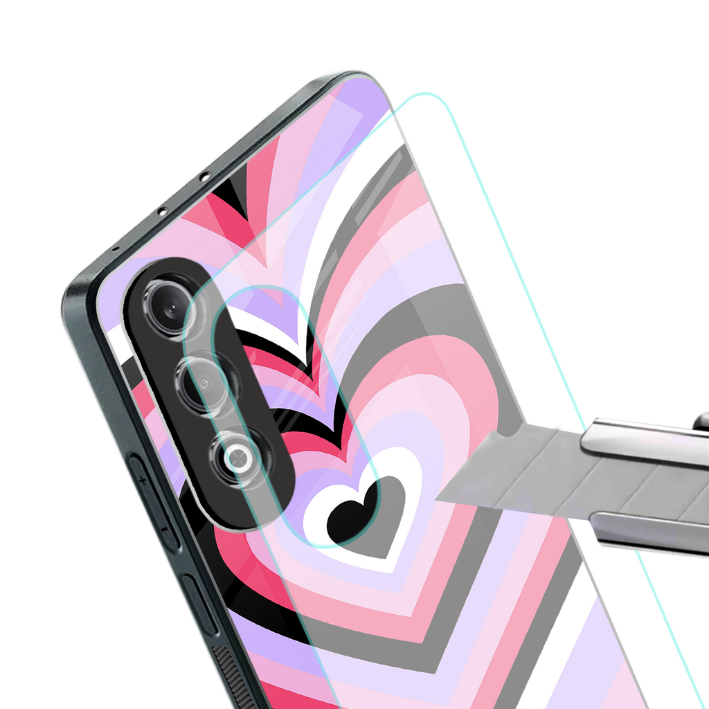 y2k pink hearts bubblegum edition back phone cover | glass case for oneplus nord ce 4