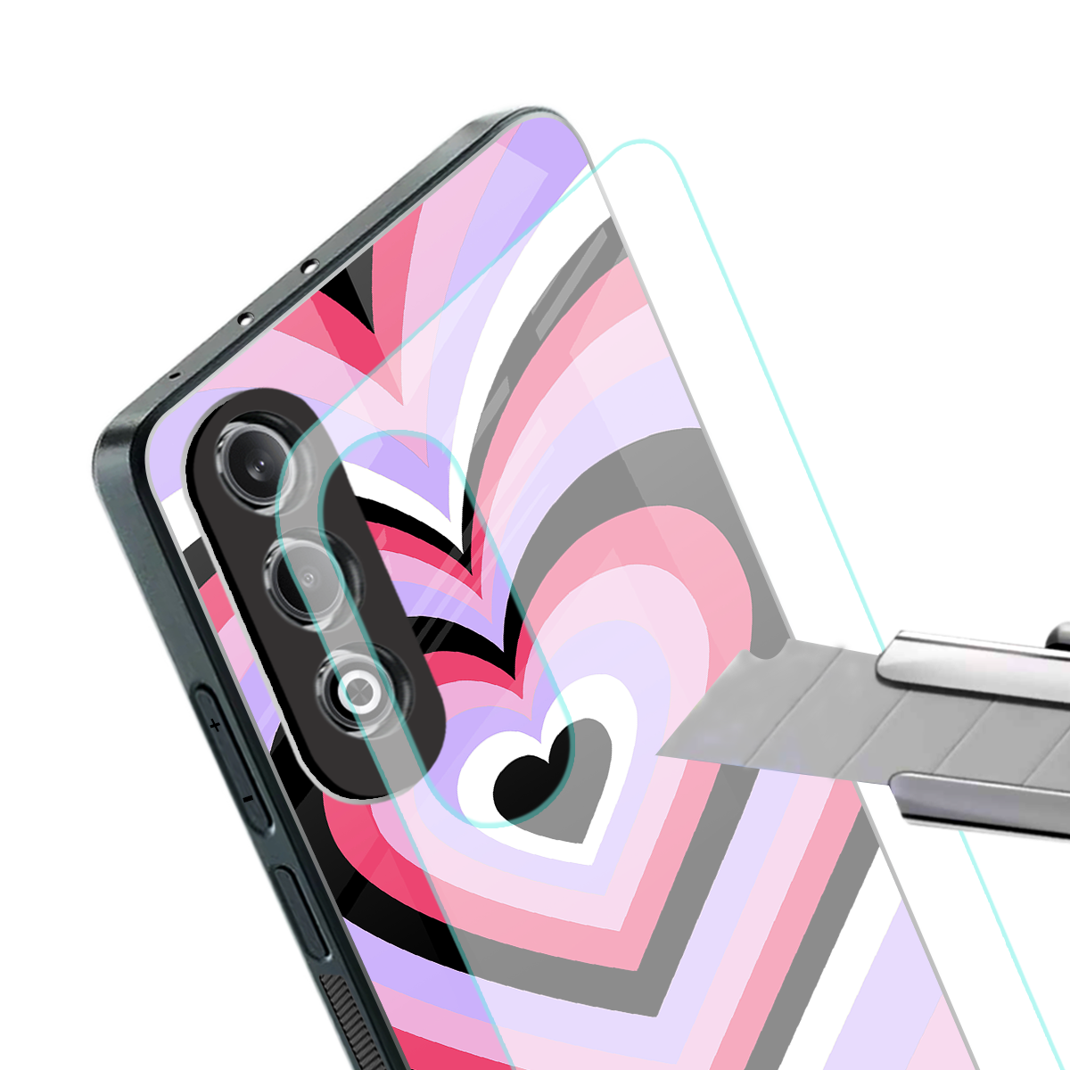 y2k pink hearts bubblegum edition back phone cover | glass case for oneplus nord ce 4