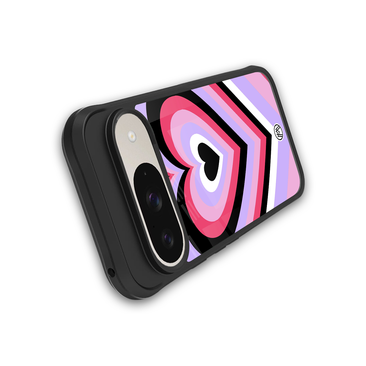 y2k pink hearts bubblegum edition back phone cover | glass case for google pixel 9