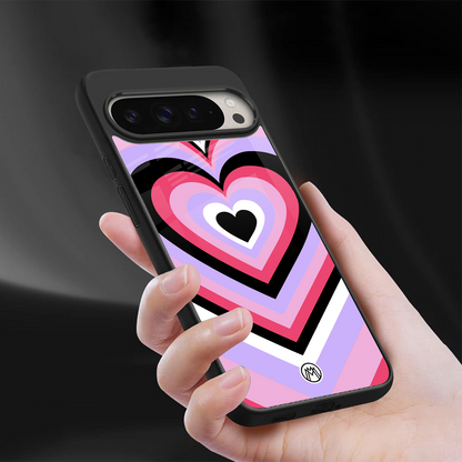 y2k pink hearts bubblegum edition back phone cover | glass case for google pixel 9 pro xl