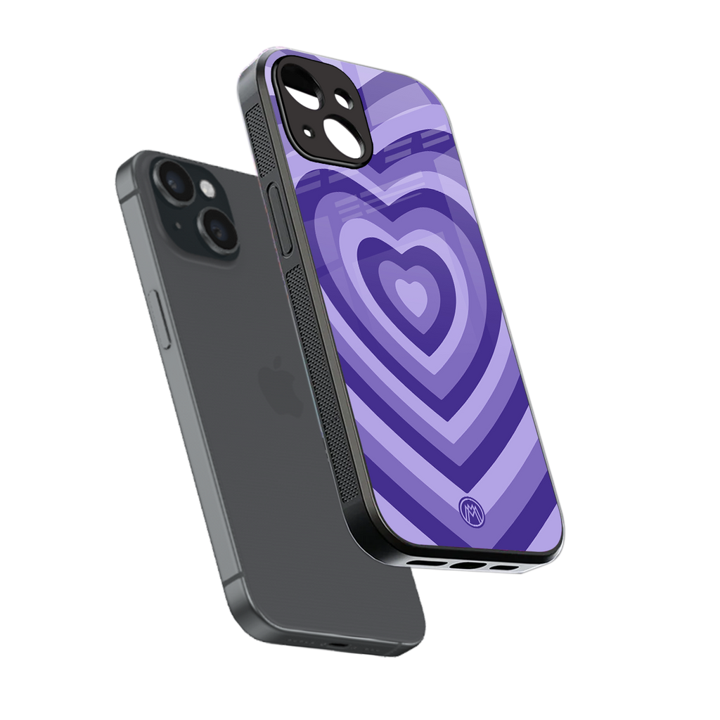y2k purple hearts aesthetic back phone cover | glass case for iphone 13 mini