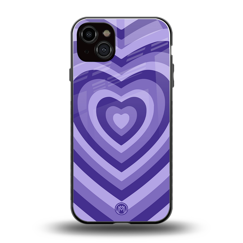 y2k purple hearts aesthetic back phone cover | glass case for iphone 15 plus