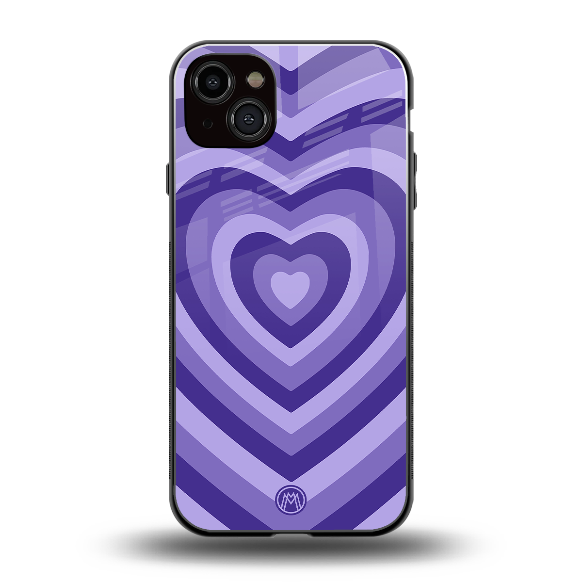 y2k purple hearts aesthetic back phone cover | glass case for iphone 15 plus
